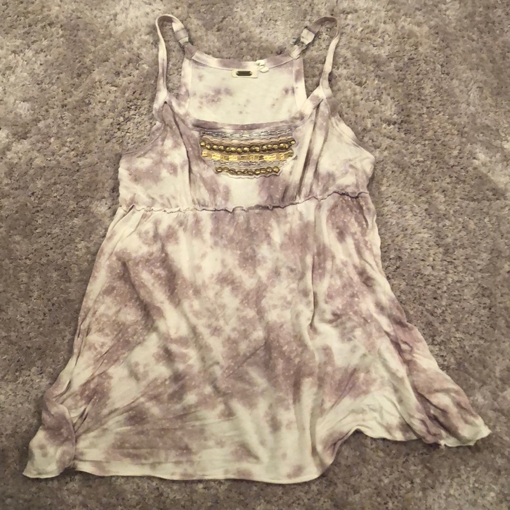 Tie die tank with gems and open back